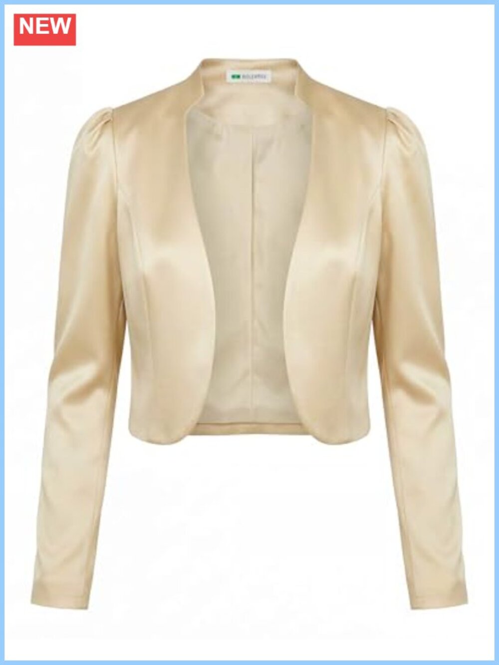 Satin Bolero Shrug Puff Sleeve Formal Jacket Tailored Long Sleeve